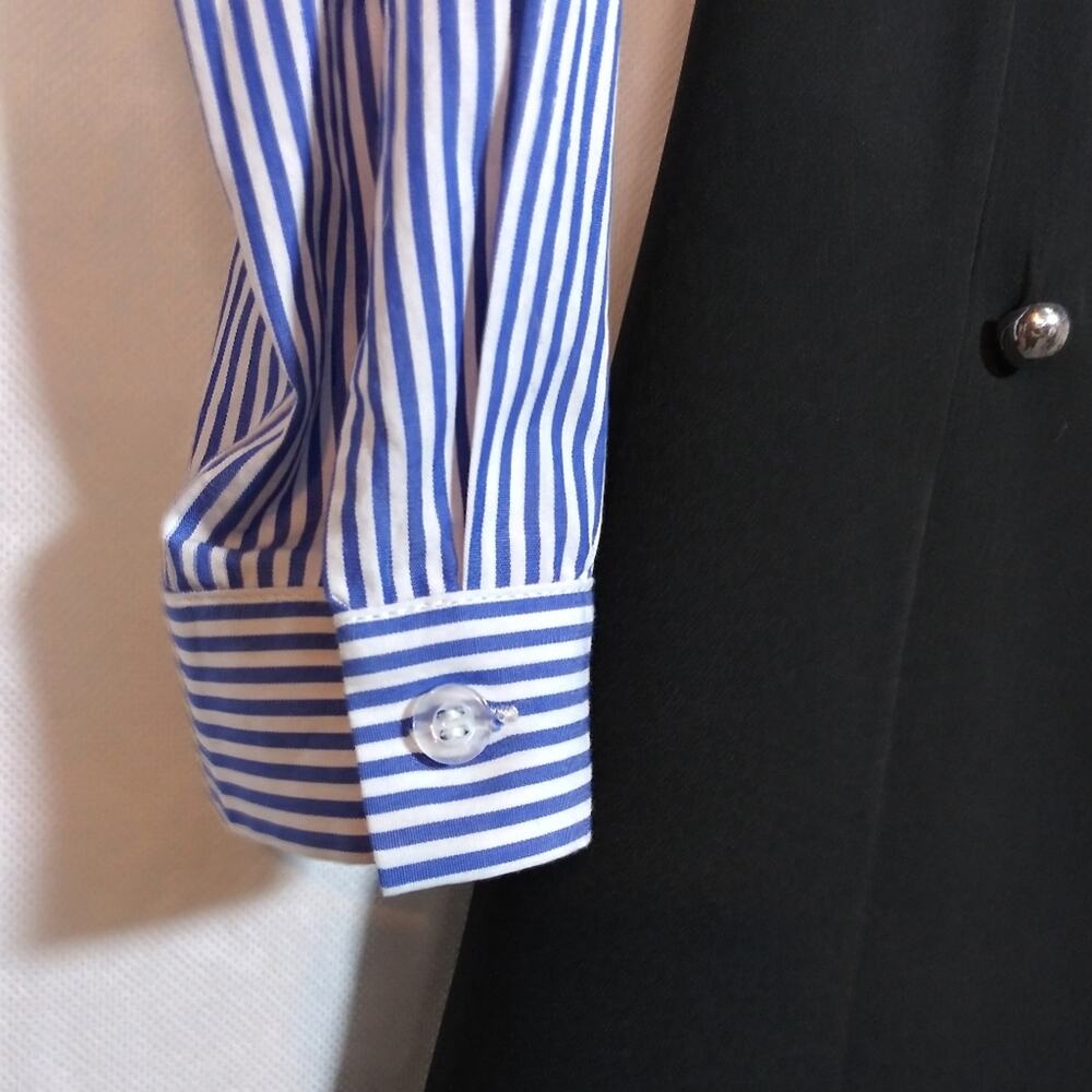 Stylewe Blue Pinstripe Long Sleeve Collared Shirt Dress Mini Size Small - Picture 5 of 12